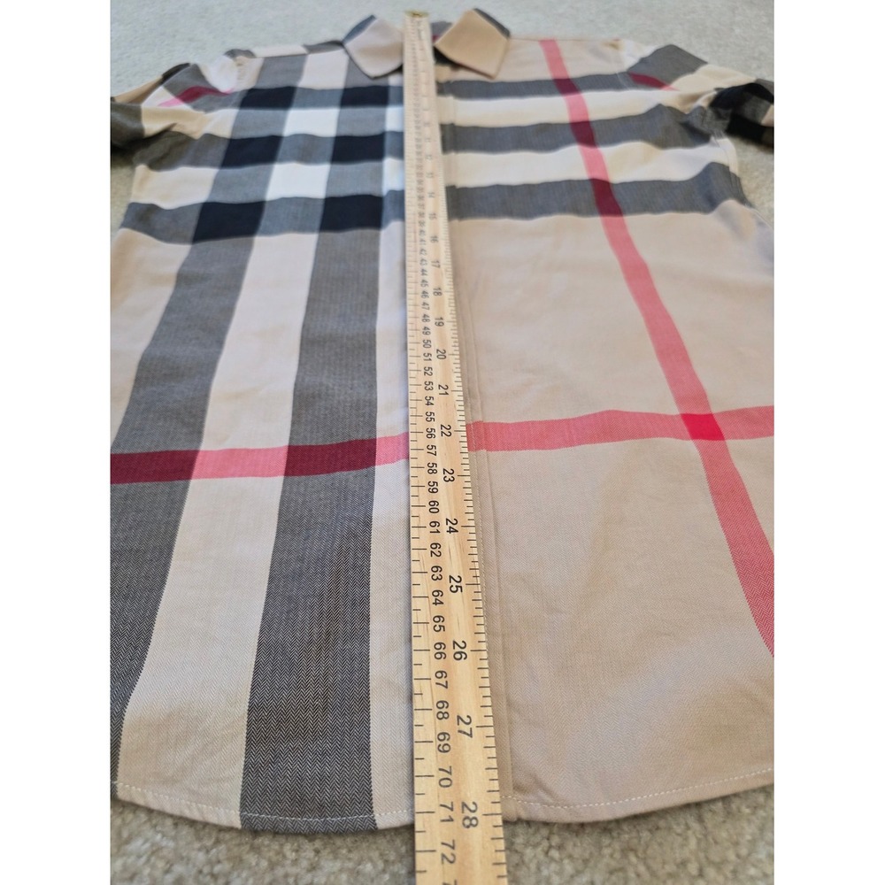 Burberry BRIT women's Large (USA S-M) Beige Black Pink Plaid Button-Down Shirt - Picture 8 of 11